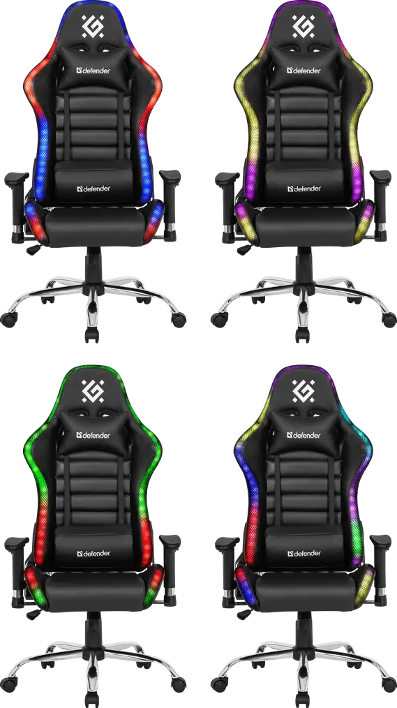 FOTEL DEFENDER ULTIMATE CZARNY RGB PODŚWIETLENIE — 8
