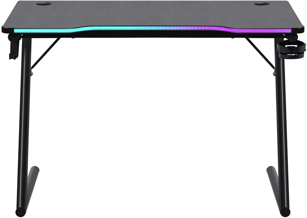 BIURKO DEFENDER FEROX CZARNE RGB GAMING — 7