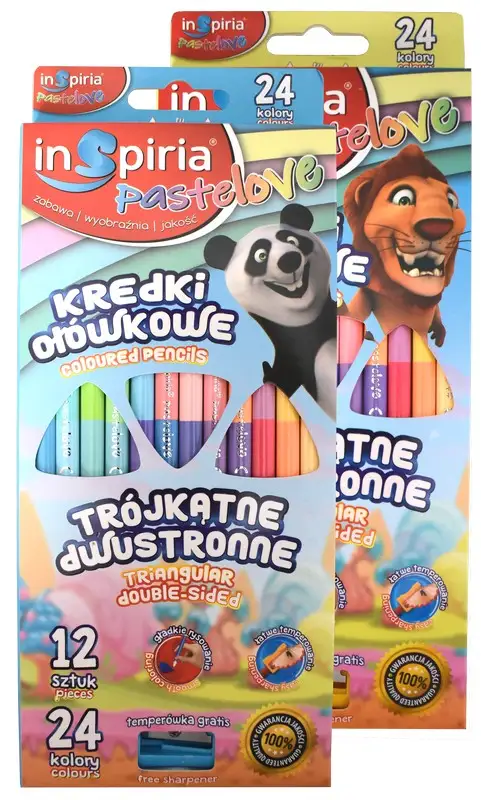 kredki pastelowe dwustronne 24 kolory  trójkątne 12szt. 7680