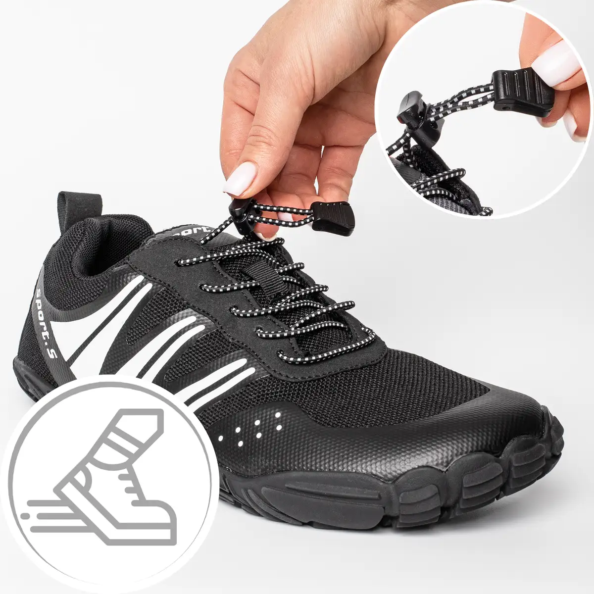 Buty do wody wodoodporne antypoślizgowe lekkie oddychające obuwie sportowe 40 czarne — 2
