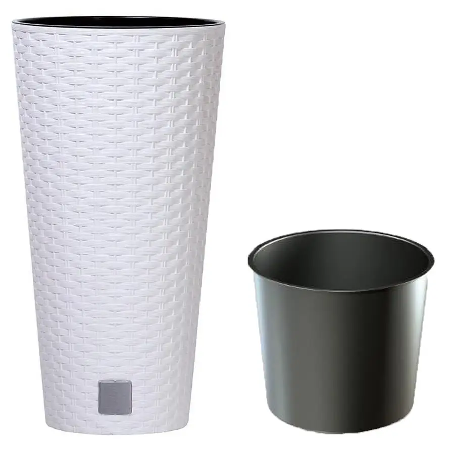 doniczka z wkładem rattan RATO Tubus 25xh48 cm biała