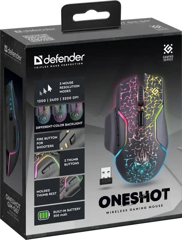 MYSZ DEFENDER GM-067 ONESHOT OPTIC RF RGB 3200dpi 7P — 10