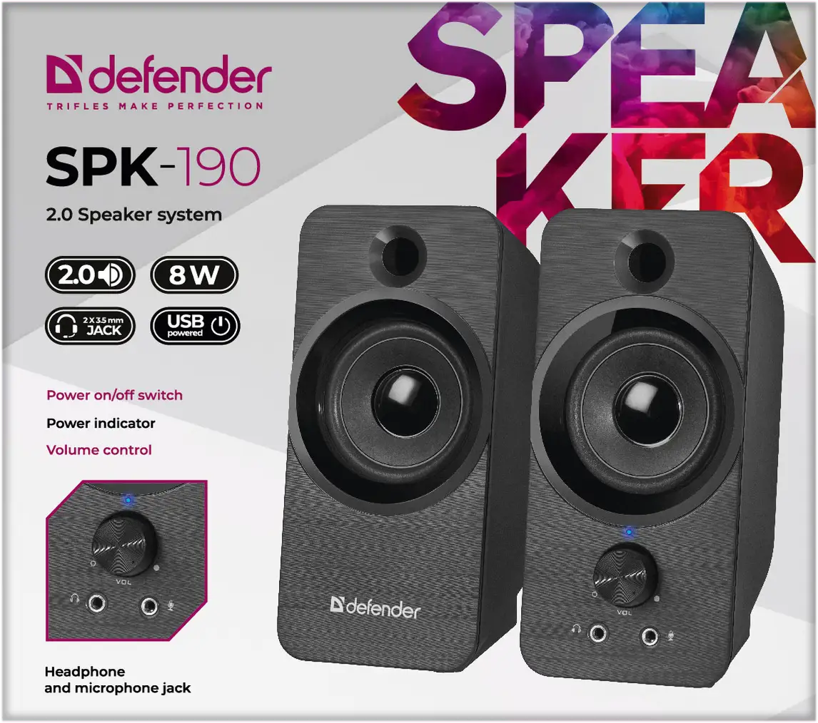 GŁOŚNIKI DEFENDER SPK-190 2.0 8W USB — 3