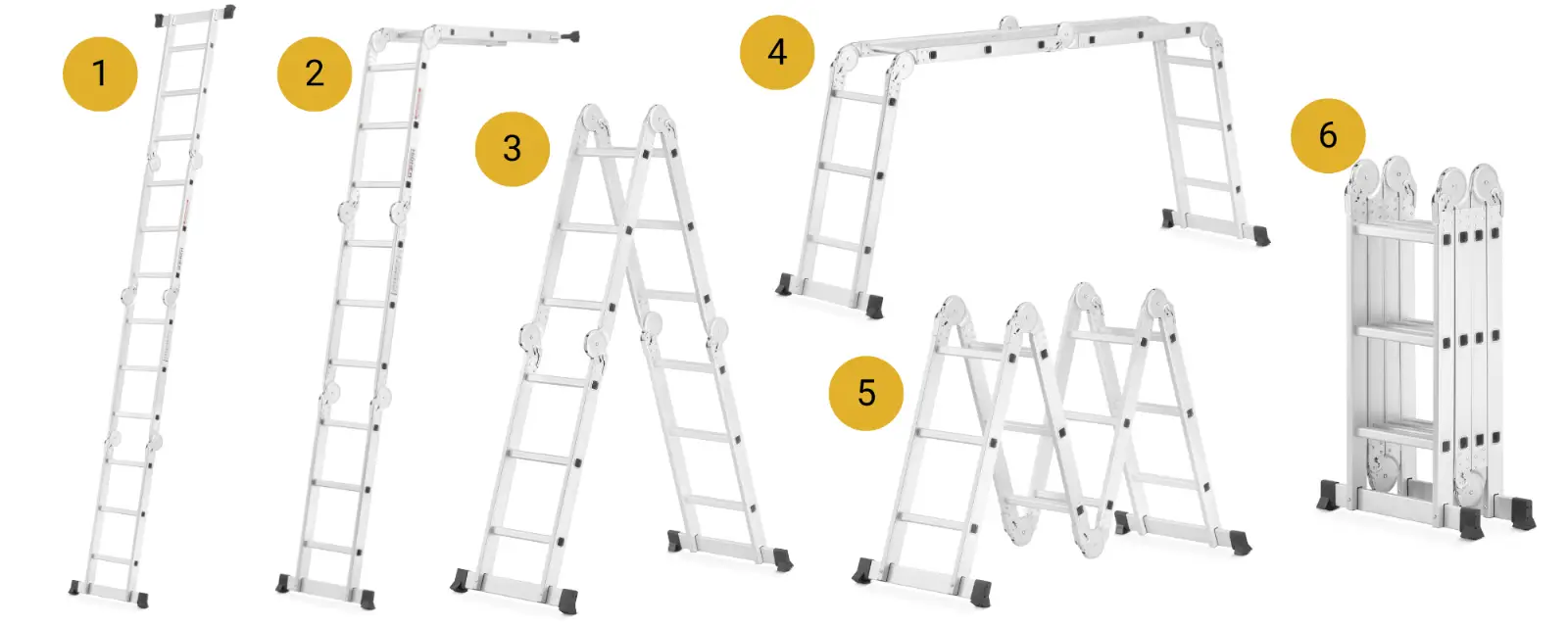 Drabina aluminiowa przegubowa składana wielofunkcyjna 4x3 HIGHER + podest — 5