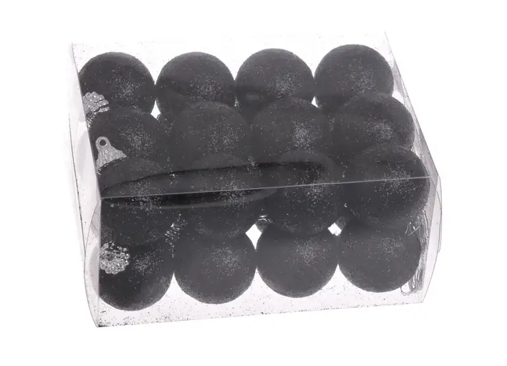 bombki brokat czarne 3cm - 24szt.  158CAN3-24/PCV_24