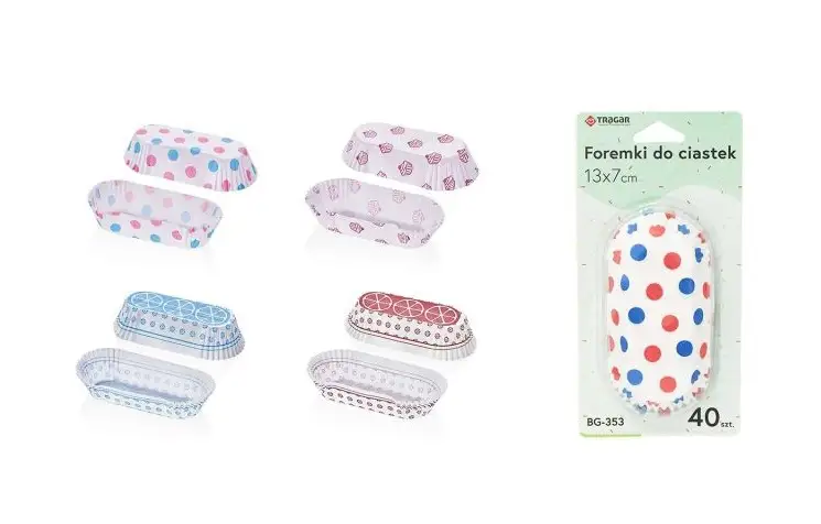 Foremki Papierowe Na Eklerki Ciastka Bułki 40szt  13 x 7cm BG-353