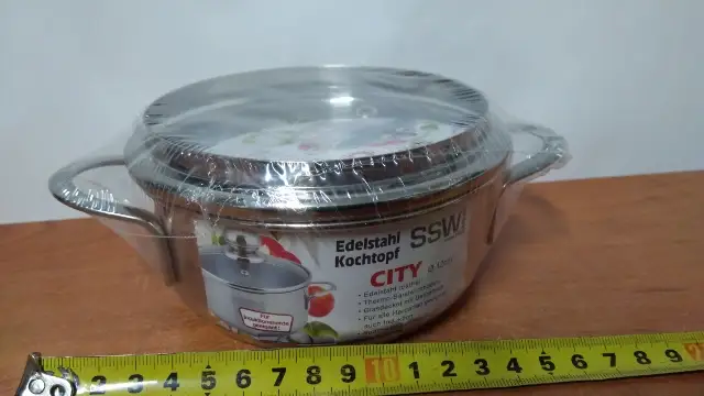 garnek 0,6l. ze stali nierdzewnej + szklana pokrywka fi-12 CITY