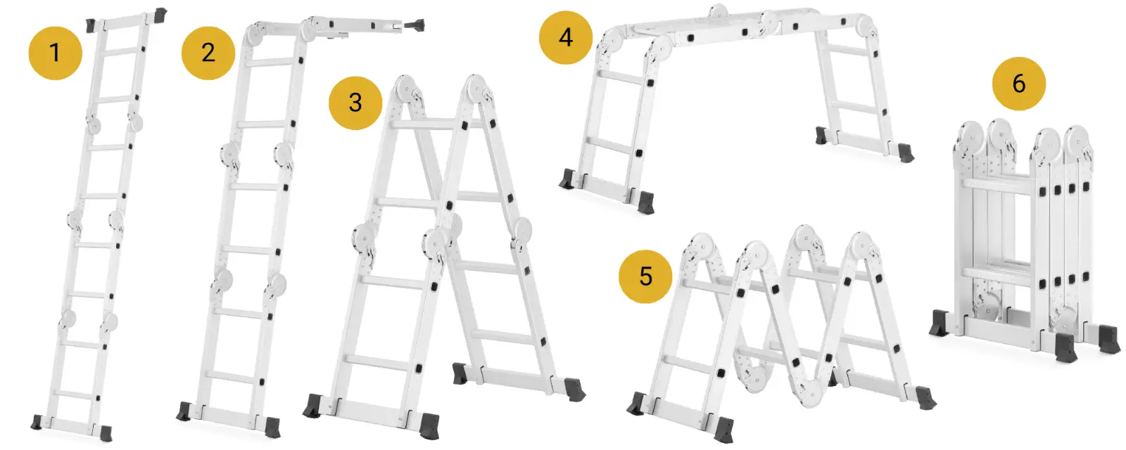 Drabina aluminiowa przegubowa SKŁADANA wielofunkcyjna 4x2 HIGHER + podest — 6