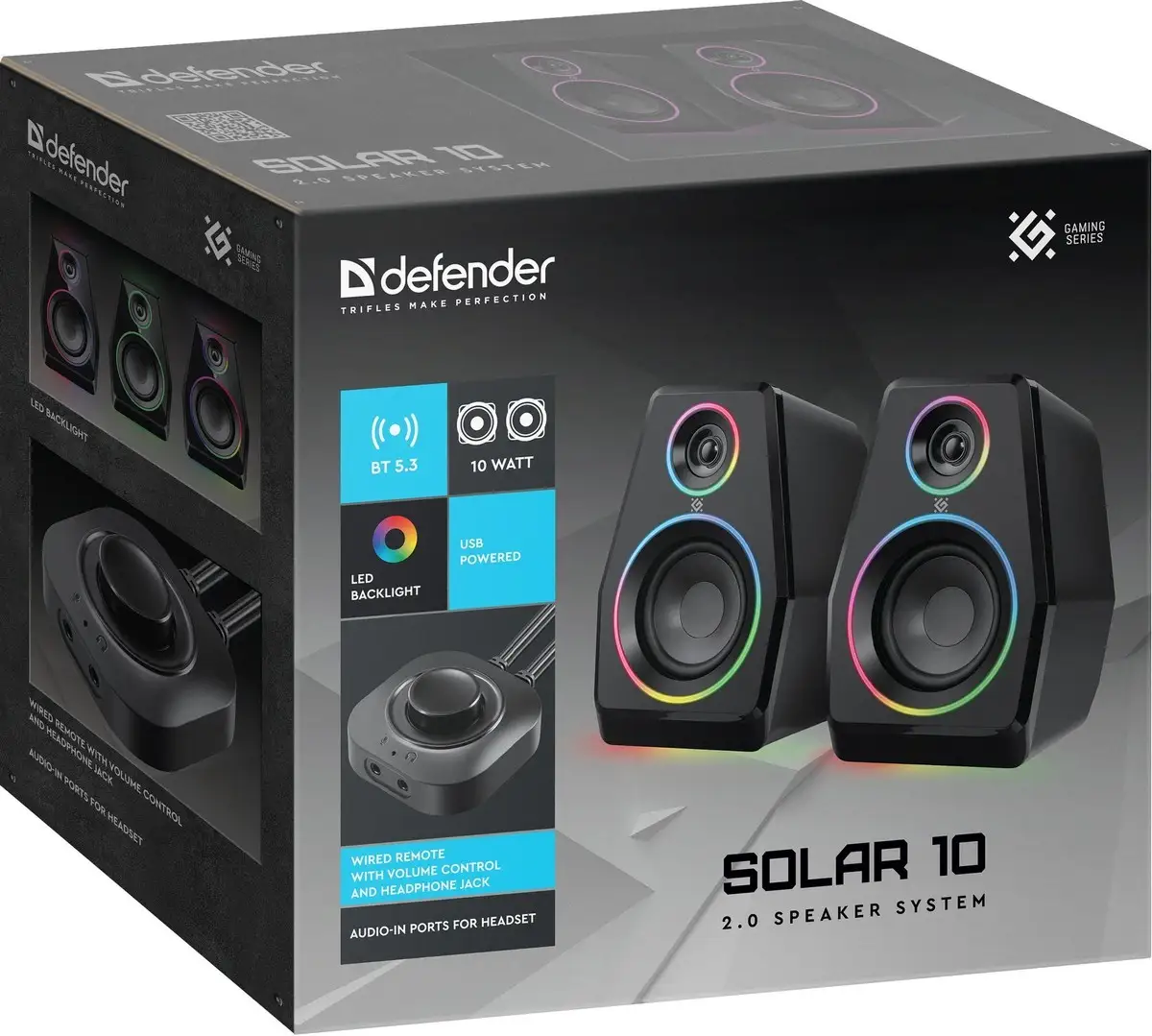 GŁOŚNIKI DEFENDER SOLAR 10 2.0 BLUETOOTH 10W LED USB — 12