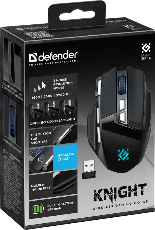 MYSZ DEFENDER GM-885 KNIGHT RF BEZPRZEWODOWA 3200dpi 8P CZARNA — 7