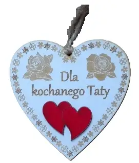 serce wiszące białe 13 x 12,5 cm TATA