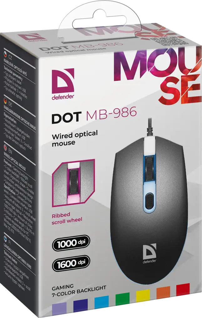 MYSZ DEFENDER DOT MB-986 OPTICAL 7 KOLORÓW 1000dpi 4P — 8