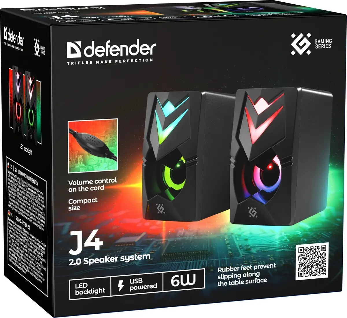 GŁOŚNIKI DEFENDER J4 2.0 6W LED USB CZARNE — 10