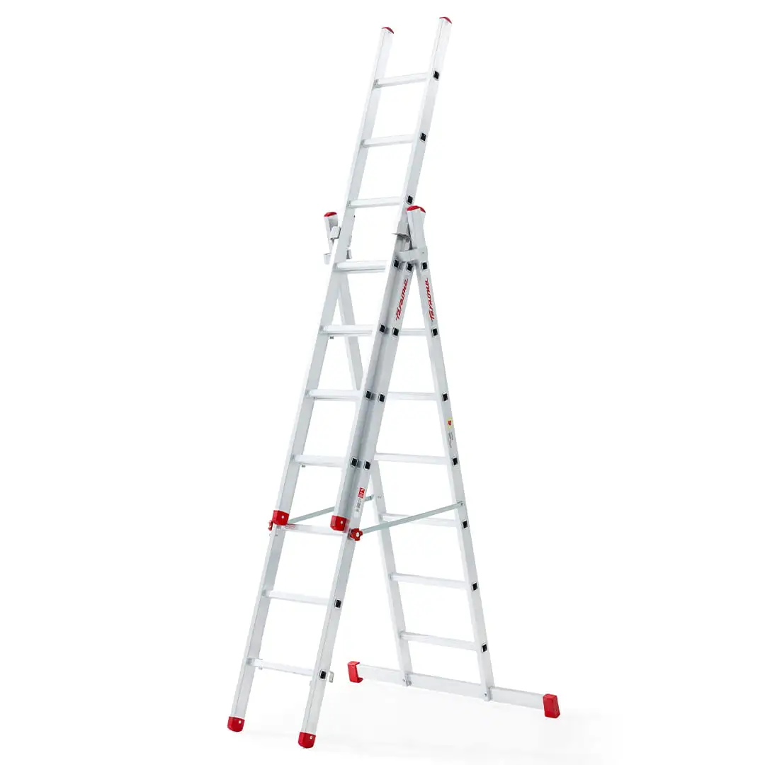 Drabina aluminiowa na schody profesjonalna FARAONE 3x10 AK300.3SC- 7,18 m — 3