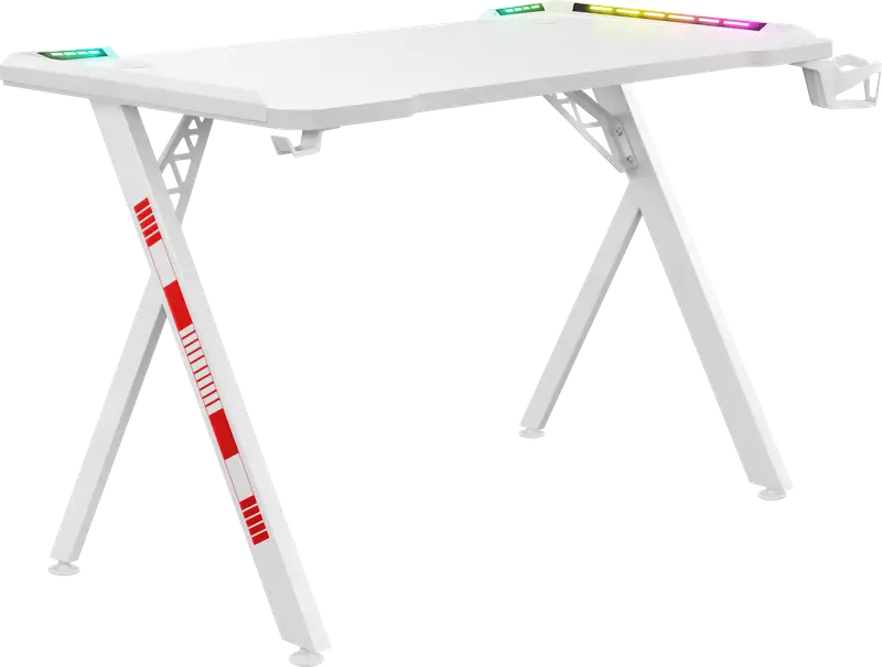 BIURKO DEFENDER FOTON RGB BIAŁE GAMING — 12