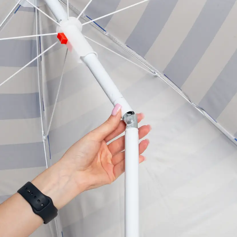 Parasol plażowy ogrodowy składany na balkon 180cm Niebieskie paski — 4