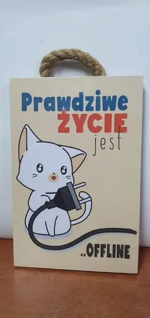 tabliczka/obraz do zawieszenia 10x15 PRAWDZIWE ŻYCIE JEST OFFLINE