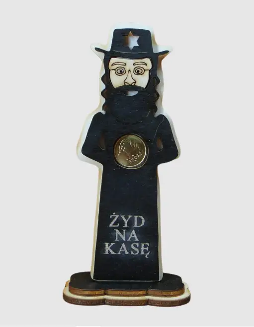 żyd na kasę - figurka drewniana 13 x 6 cm  | P172