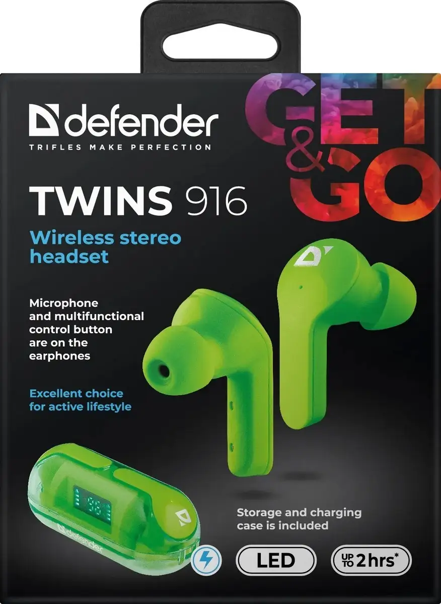 SŁUCHAWKI DEFENDER BLUETOOTH TWINS 916 ZIELONE — 11