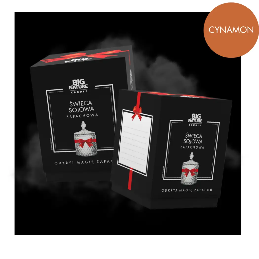 Świeca sojowa o zapachu CYNAMON 115g PREZENTOWA - BIG NATURE CANDLE