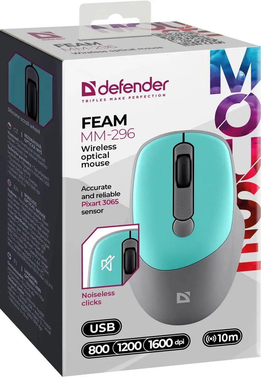 MYSZ DEFENDER FEAM MM-296 RF SILENT MINT — 6