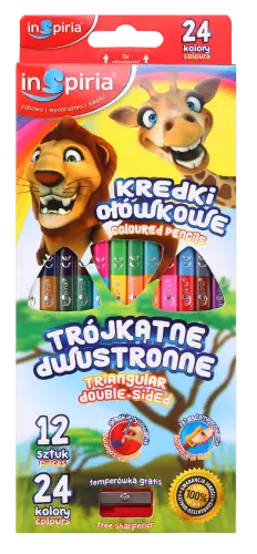 kredki 12szt TRÓJKĄTNE DWUSTRONNE INSPIRIA 3236