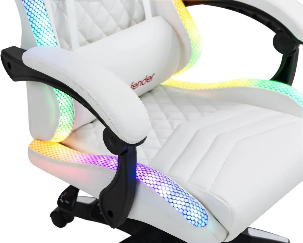 FOTEL DEFENDER CORE BIAŁY RGB GAMING — 23