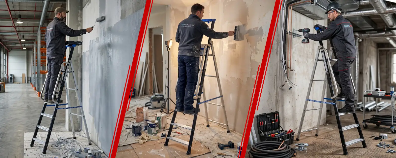 Drabina aluminiowa jednostronna GIERRE 7 stopni podest 150 kg 3,60 m — 10