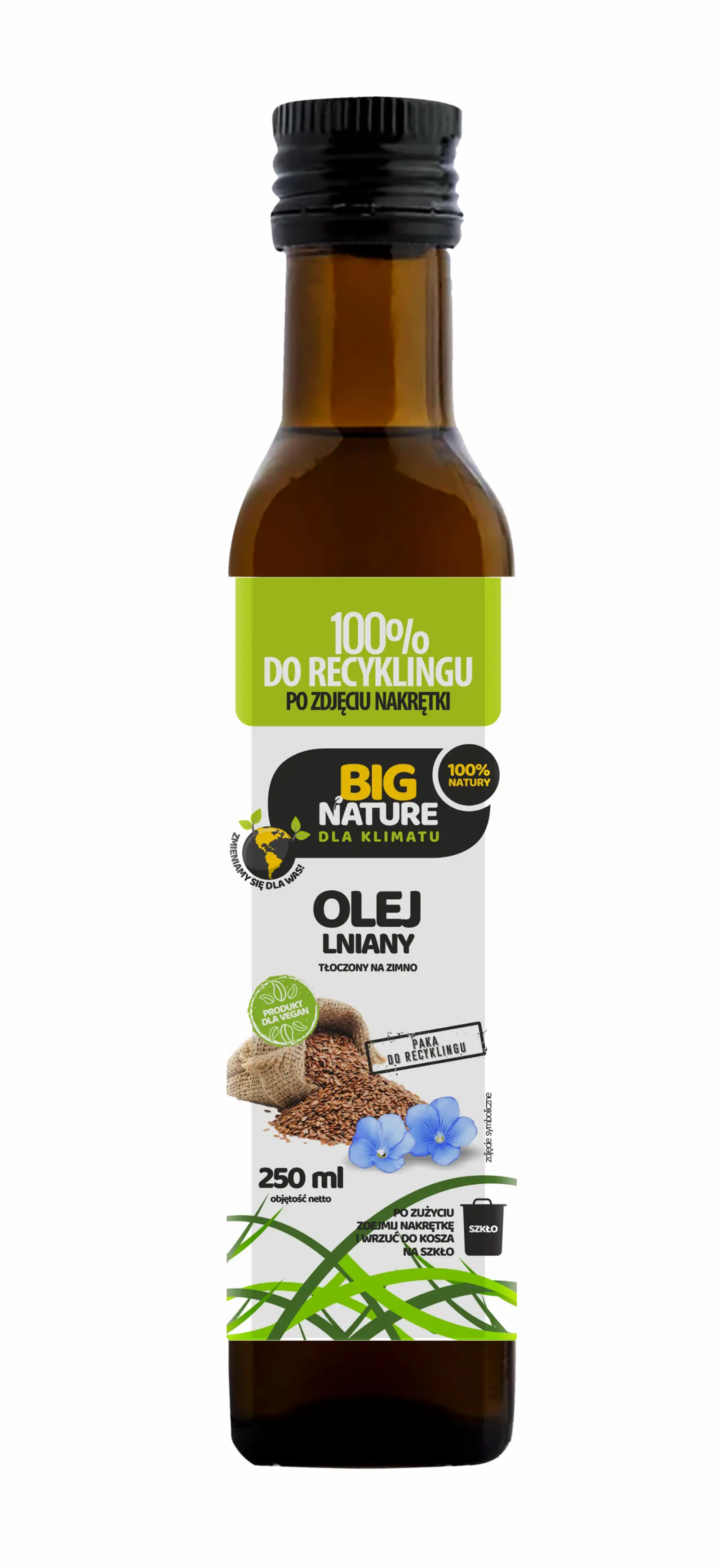 Olej lniany tłoczony na zimno 250ml - BIG NATURE