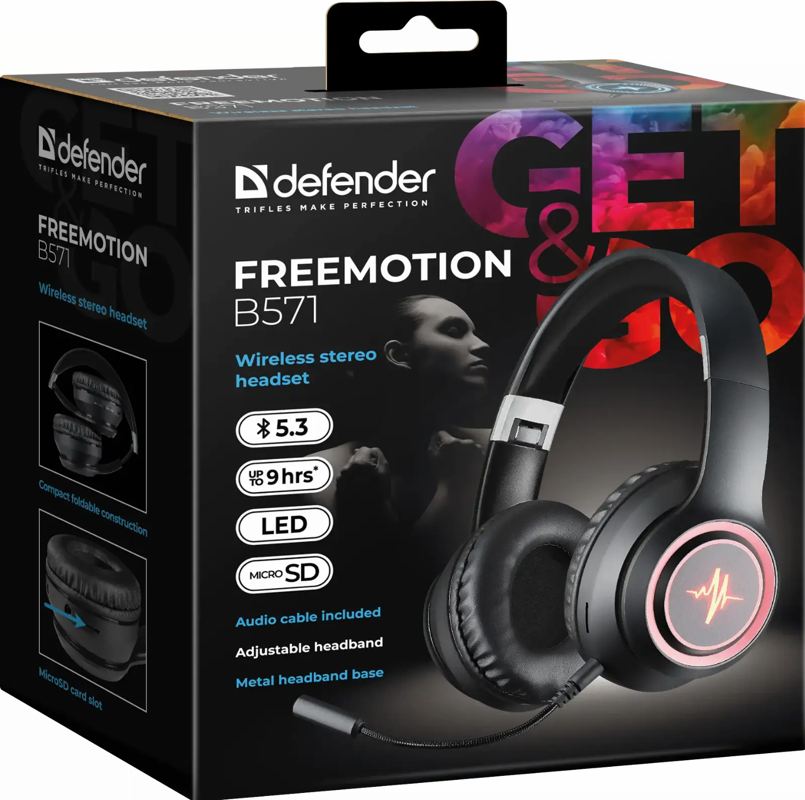 SŁUCHAWKI DEFENDER BLUETOOTH FREEMOTION B571 CZARNE LED — 10