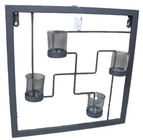 świecznik metalowy ścienny na tea lights kwadrat 40x40 cm.    69392