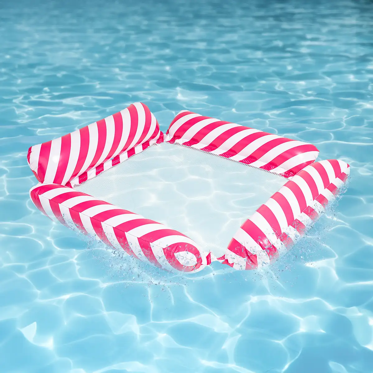 Materac dmuchany do pływania plażowy z siatką różowy — 3