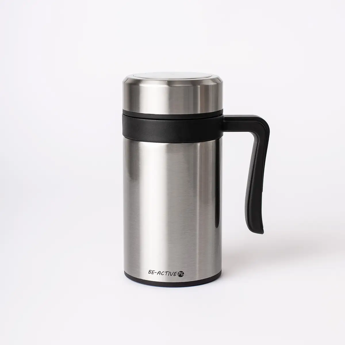 Kubek termiczny termos srebrny podwójne ścianki duży 450ml na kawę herbatę — 9