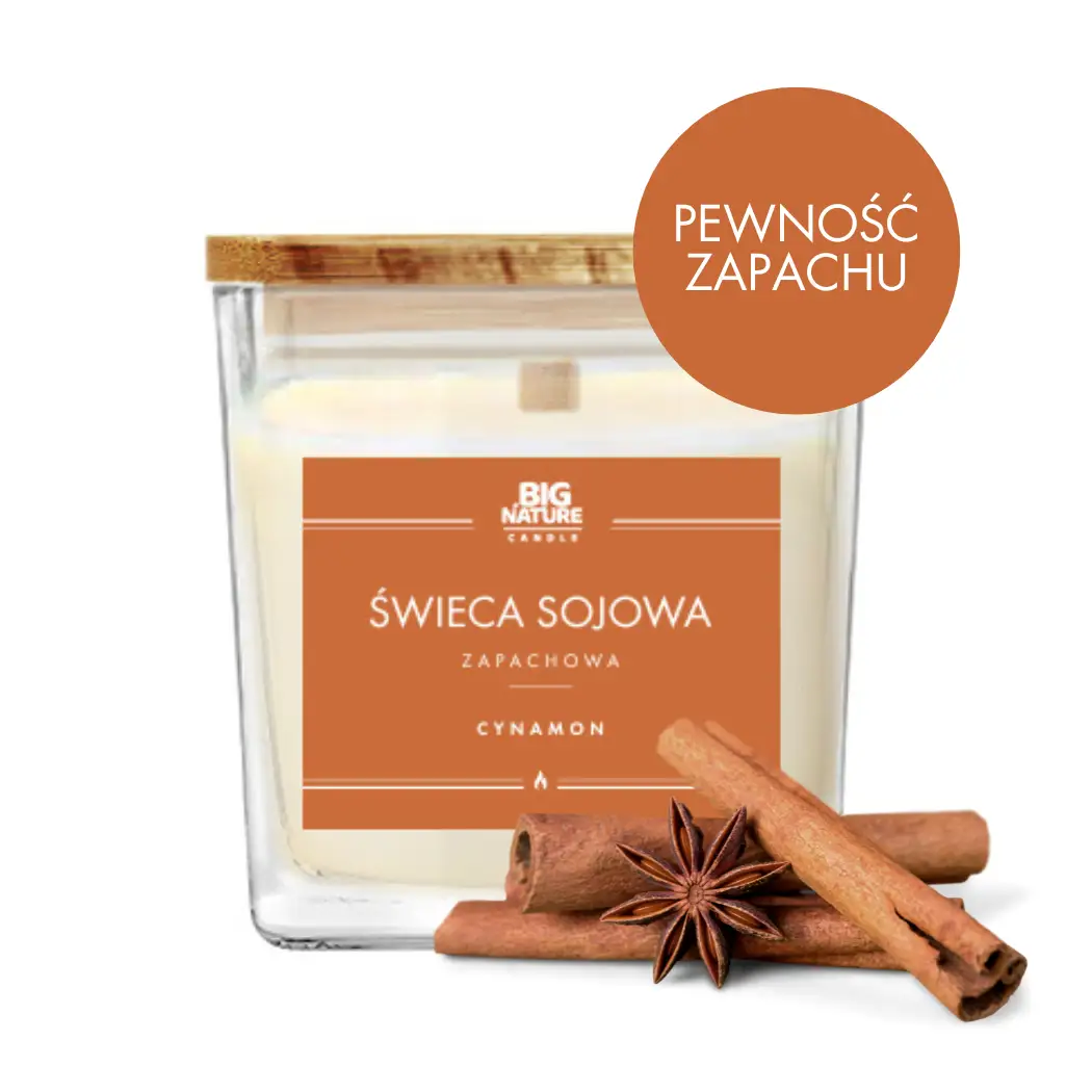 Świeca sojowa o zapachu CYNAMON 205g - BIG NATURE CANDLE