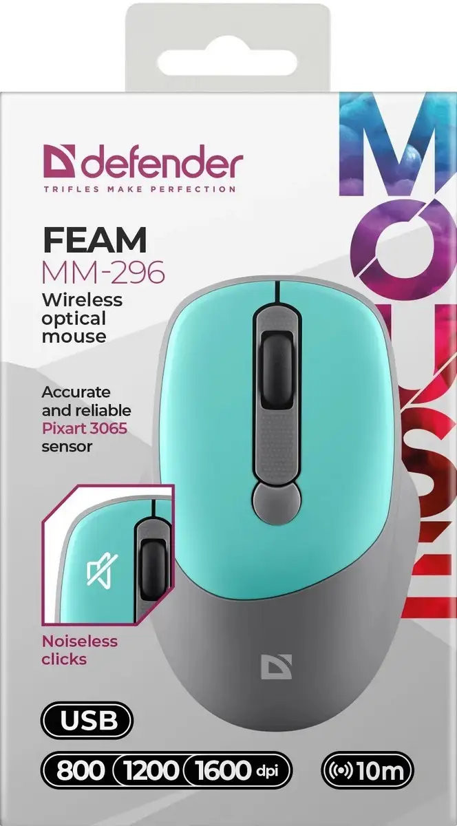 MYSZ DEFENDER FEAM MM-296 RF SILENT MINT — 7