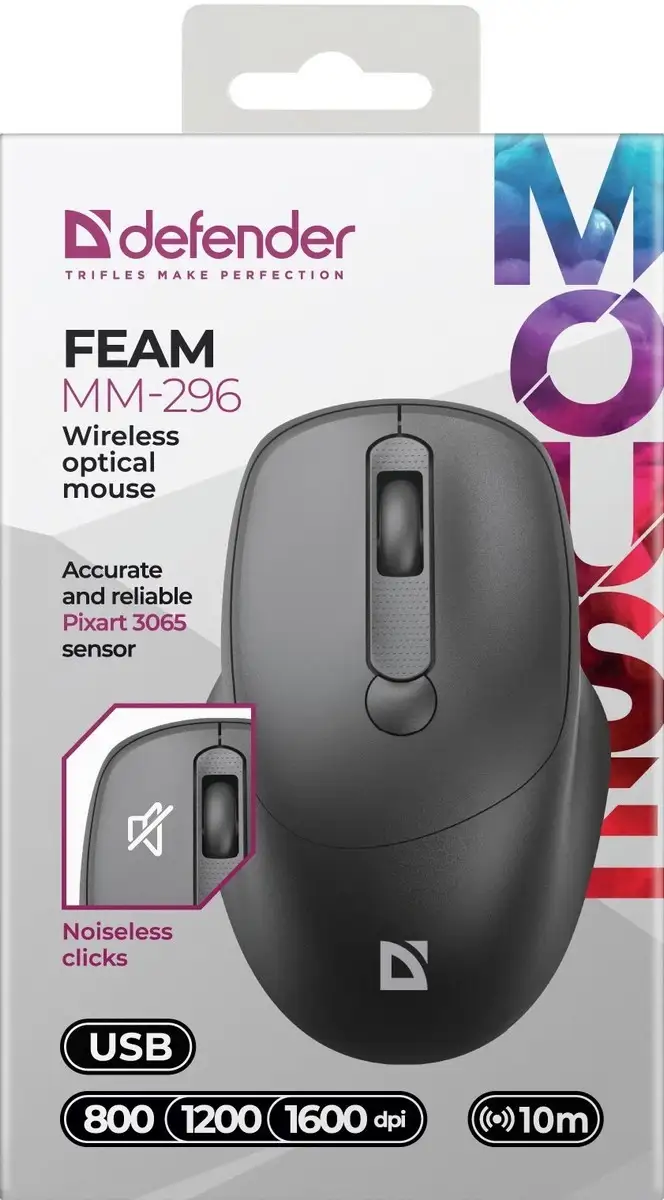 MYSZ DEFENDER FEAM MM-296 RF SILENT CZARNA — 3