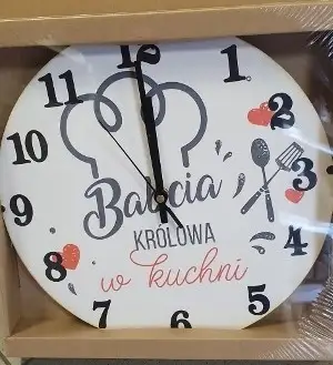 zegar ścienny  30cm  BABCIA KRÓLOWA KUCHNI