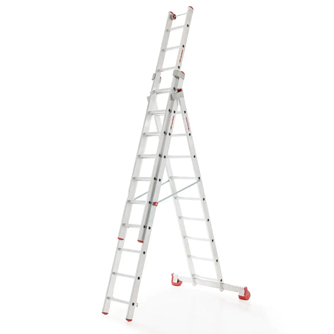 Drabina aluminiowa profesjonalna FARAONE ST400/3N 3x14 z opcją na schody 9,90 m — 3