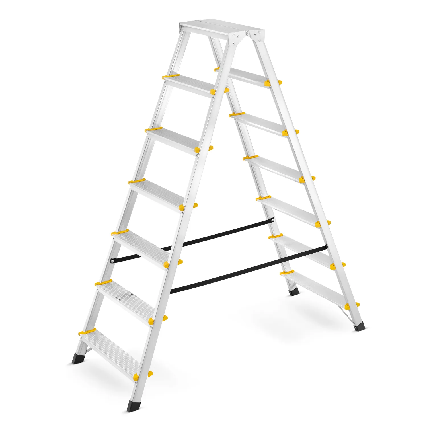 Drabina aluminiowa domowa dwustronna składana HIGHER 2x7 stopni taboret podnóżek schodek — 2