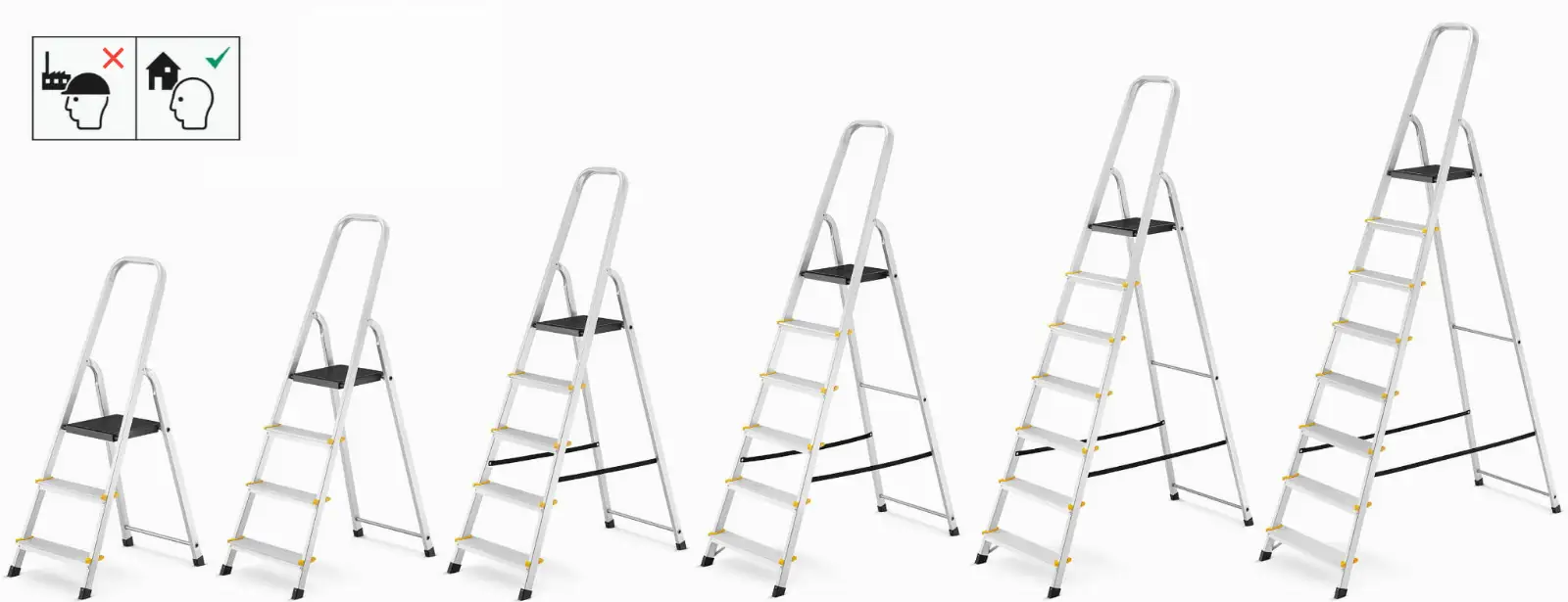 Drabina aluminiowa domowa jednostronna schodki do domu HIGHER 5 stopni 125 kg — 4