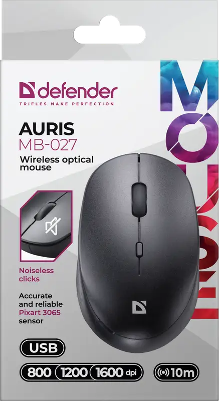 MYSZ DEFENDER AURIS MB-027 RF SILENT CZARNA OPTICAL — 5