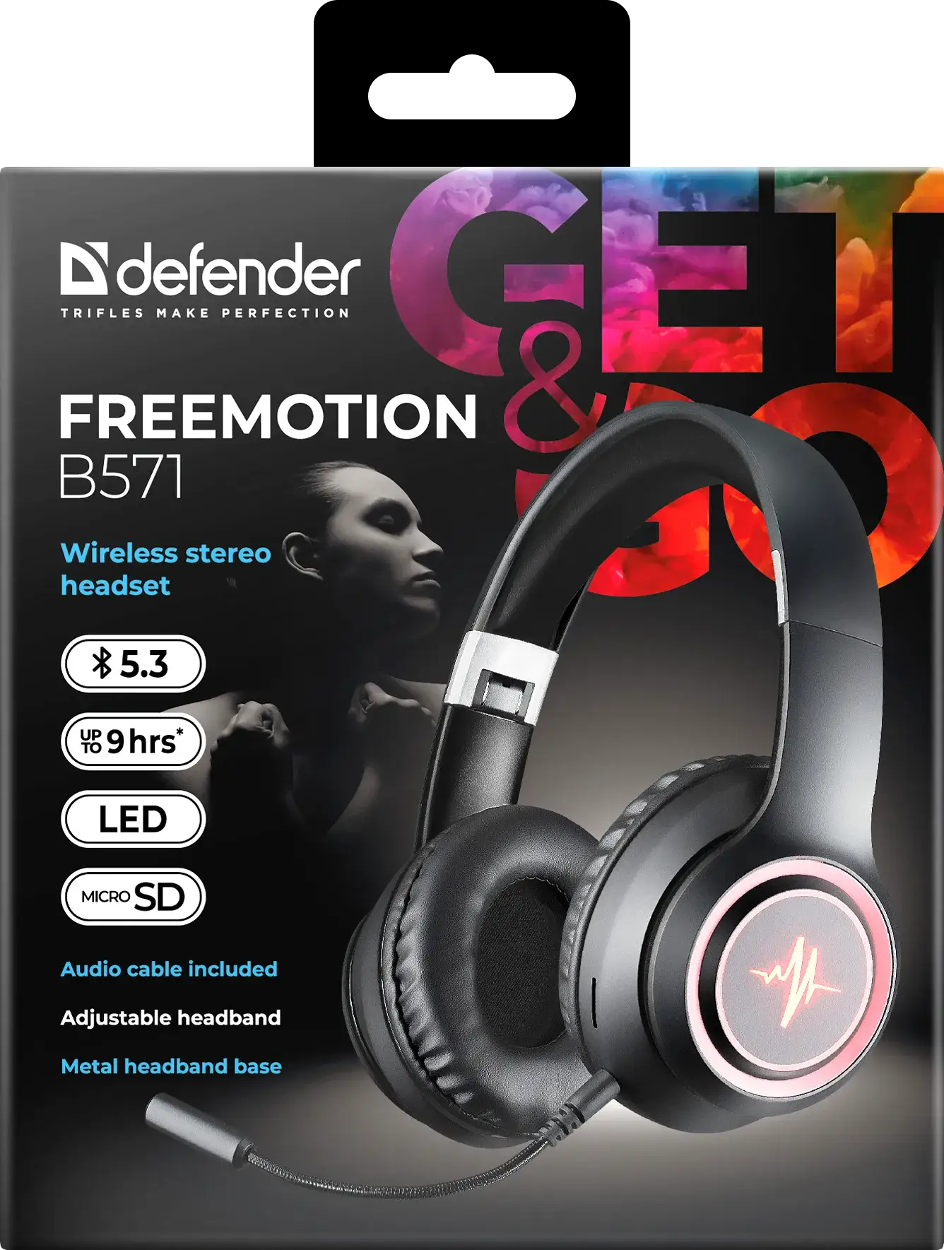 SŁUCHAWKI DEFENDER BLUETOOTH FREEMOTION B571 CZARNE LED — 9