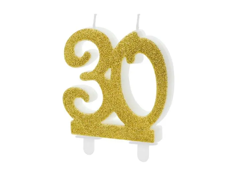 świeczka urodzinowa "30" złota 7,5cm   SCU5-30-019