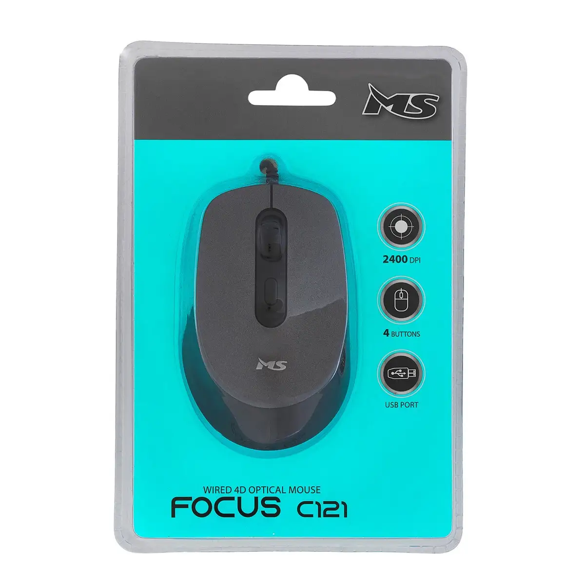MYSZ PRZEWODOWA MS FOCUS C121 2400dpi 4P SZARA — 5