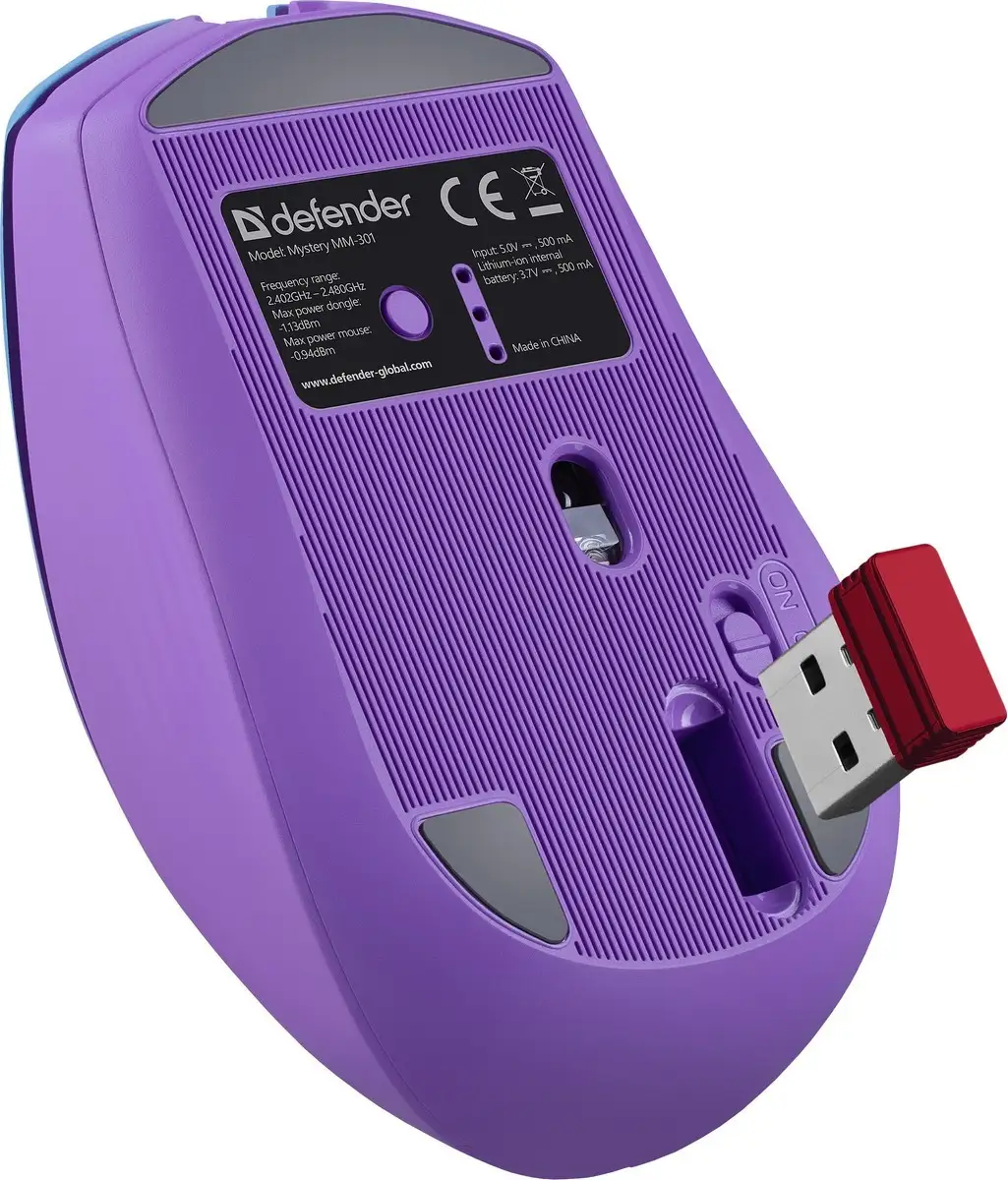 MYSZ DEFENDER MYSTERY MM-301 RF+BT FIOLETOWA 1600dpi 6P — 7
