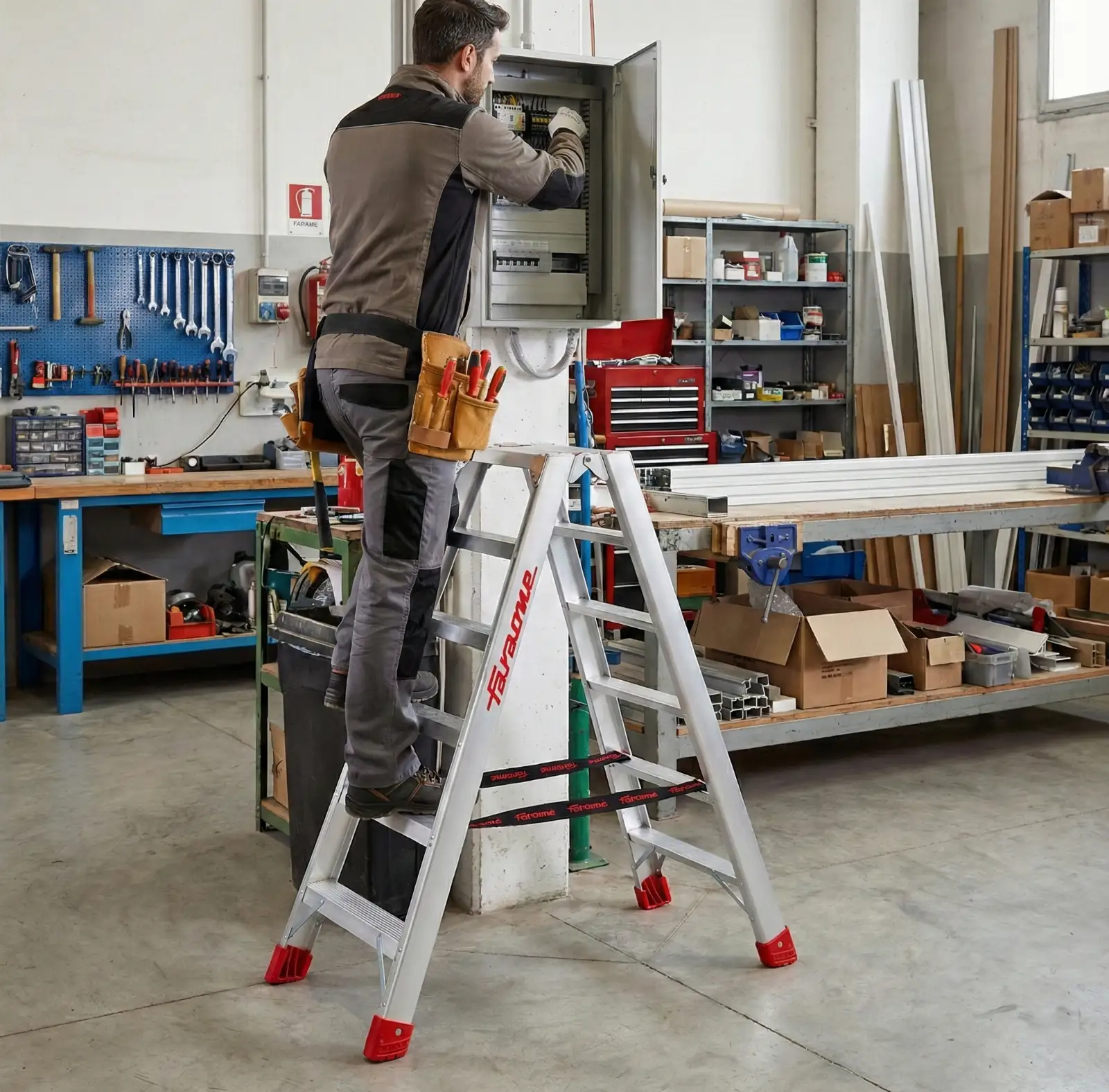 Drabina aluminiowa dwustronna składana profesjonalna 6 stopniowa FARAONE S2140 ND - 2,80 m — 9