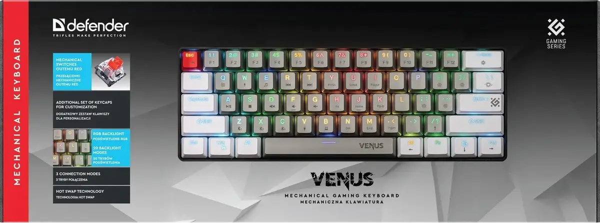 KLAWIATURA DEFENDER VENUS GK-415 RF+BT MECHANIC OUTEMU RED — 3