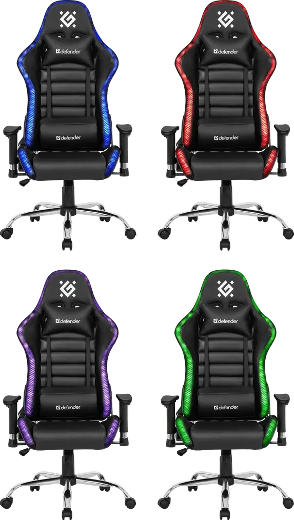 FOTEL DEFENDER ULTIMATE CZARNY RGB PODŚWIETLENIE — 7