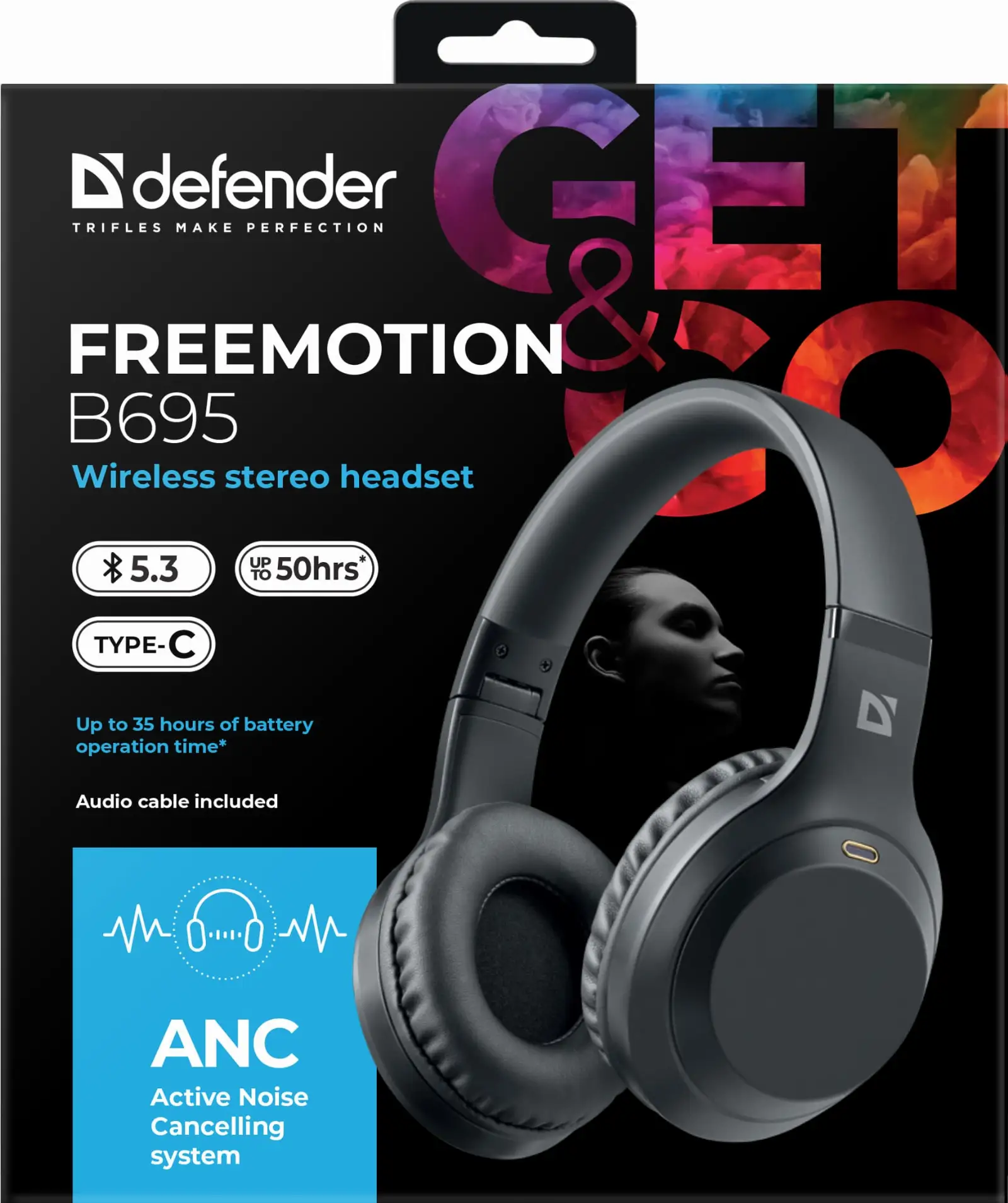 SŁUCHAWKI DEFENDER BLUETOOTH FREEMOTION B695 ANC CZARNE — 10