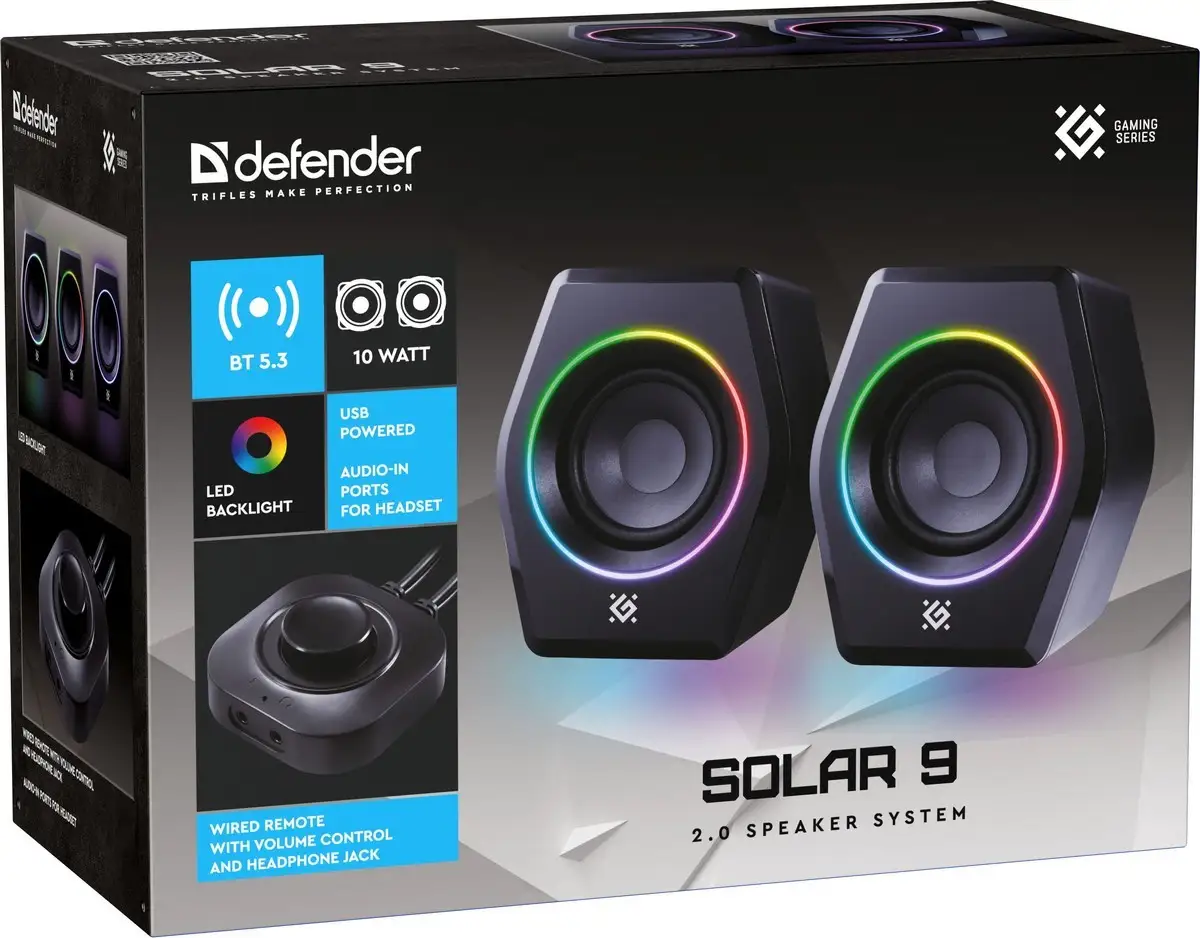 GŁOŚNIKI DEFENDER SOLAR 9 2.0 BLUETOOTH 10W LED USB — 12